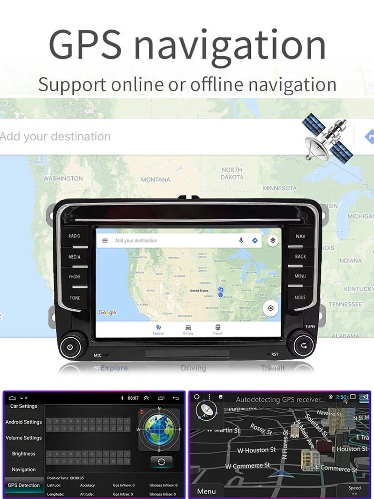 Автомобильный MP5-плеер 7 дюймов Android 10 1 + 16 ГБ FM AM стерео радио Mirror Link GPS-навигация