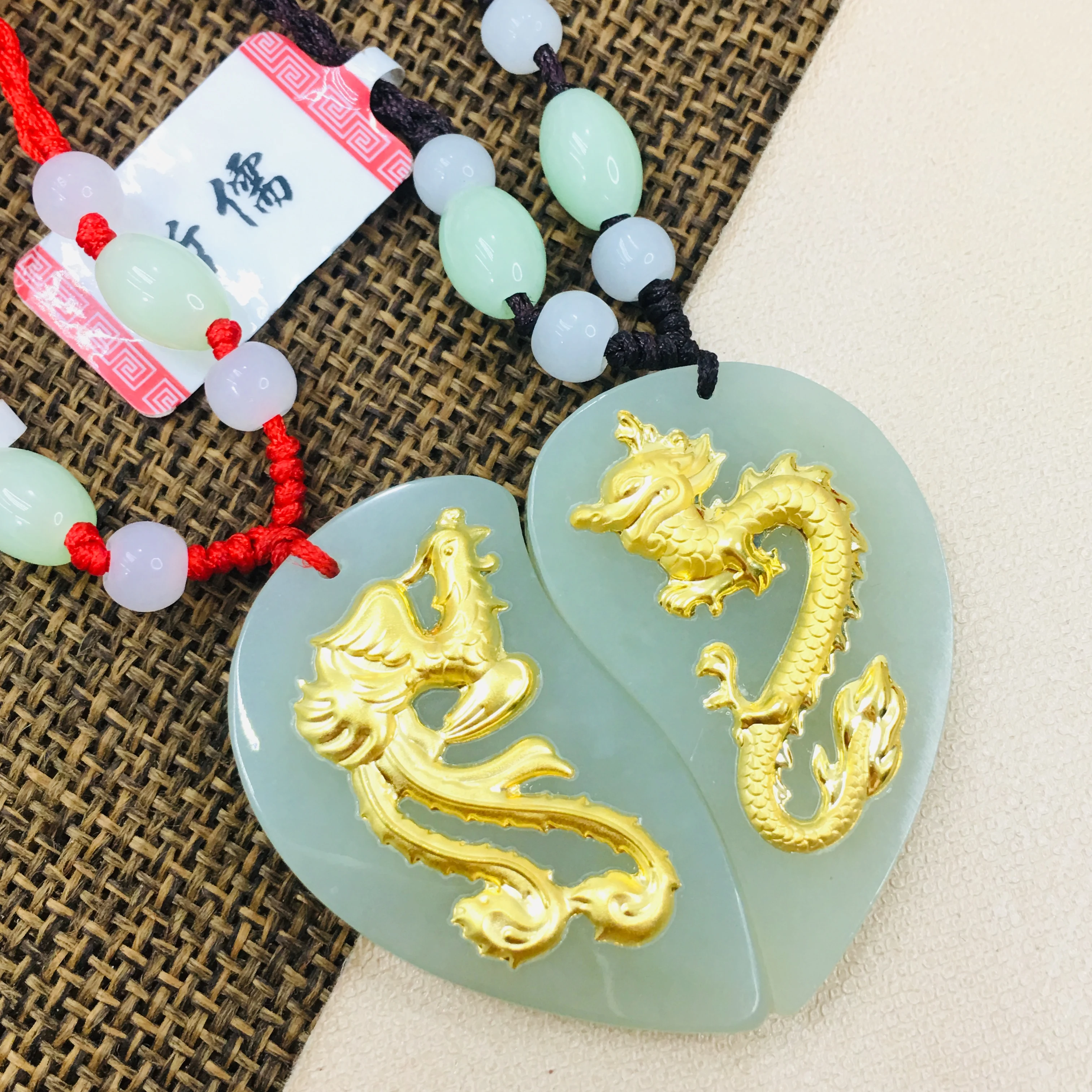 Zheru подвеска из чистого натурального нефрита инкрустированная золотым Драконом