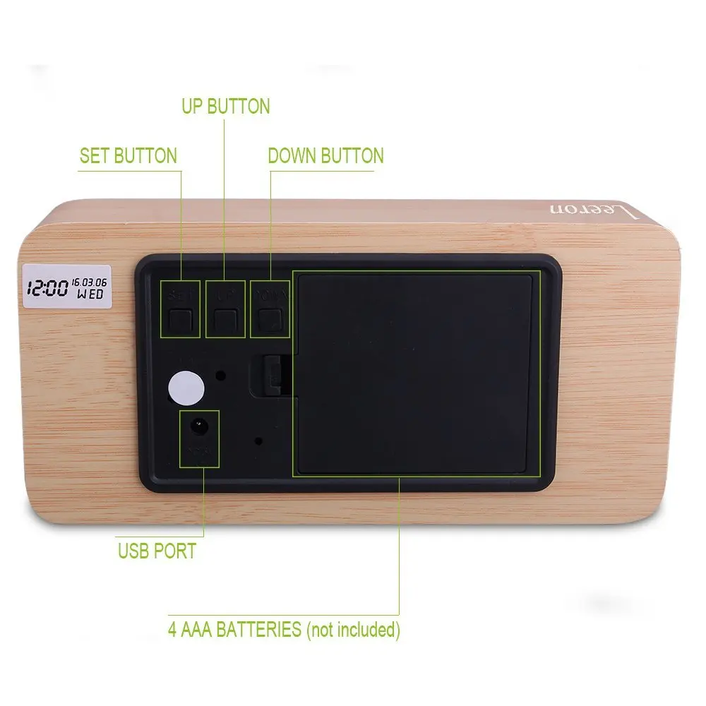 Электронные настольные часы Голосовое управление СВЕТОДИОДНЫЙ деревянный куб