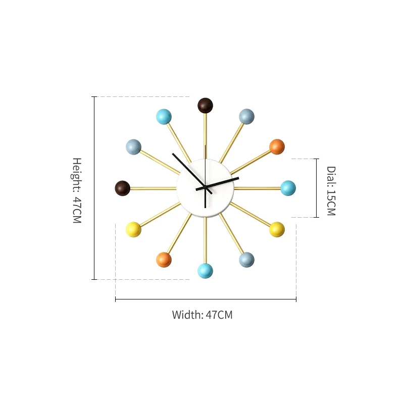 

Home Living Room Decoration Modern Watches Nordic Wooden Balls Metal Large Wall Clock Modern Design Teen Bedroom Kitchen Decor