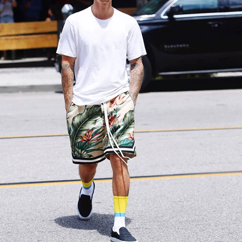 American Famous High Street Brand Kanye SEASON5 Hawaii Summer Men's Shorts Oversized Streetwear Beach Pants Men Clothing | Мужская