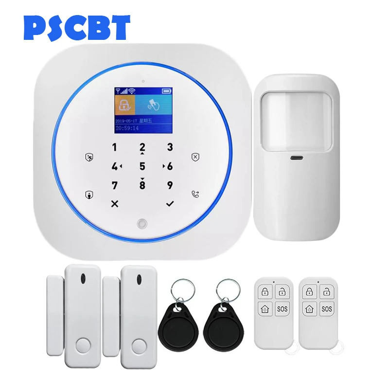 Kit 7 PS12 Tuya домашняя охранная Wi-Fi сигнализация GSM SIM карта телефон дозвон приложение дистанционное управление 11 видов языков вор охранная сигнализация - Color: Kit 7