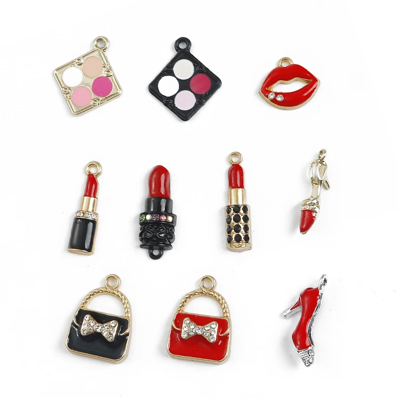 

Julie Wang 2 шт. эмалированные подвески для макияжа смешанные женские губы помада сплав золотой тон ожерелье браслет ювелирные изделия аксессуа...