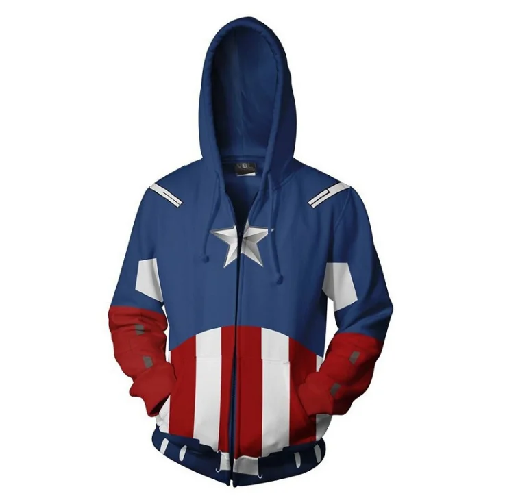 Мстители 4 эндгейм для мужчин и женщин толстовки на молнии Капитан Америка 3D