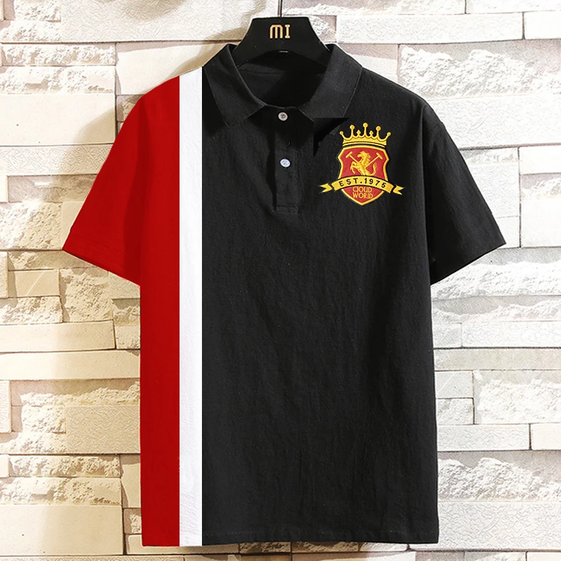 

plus size clothing men's fat guys t shirt men 7xl 8xl 9xl Patchwork cotton short-sleeve turn-down collar T-shirt hiphop tees
