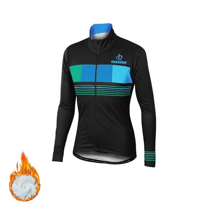 blue jersey fleece Одежда для велоспорта, комплект с нагрудником, с длинным рукавом, велосипедная Джерси, Ropa Ciclismo, велосипедная Джерси, быстросохнущая Мужская спортивная одежда, MTB, велосипедная одежда - Цвет: blue jersey fleece