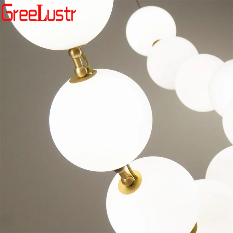 Постмодерн молочный стеклянный шар Led Люстра Освещение G4 ожерелье американская