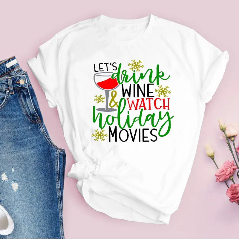 Футболки для женщин с принтом букв праздничный фильм 90s Счастливого Рождества