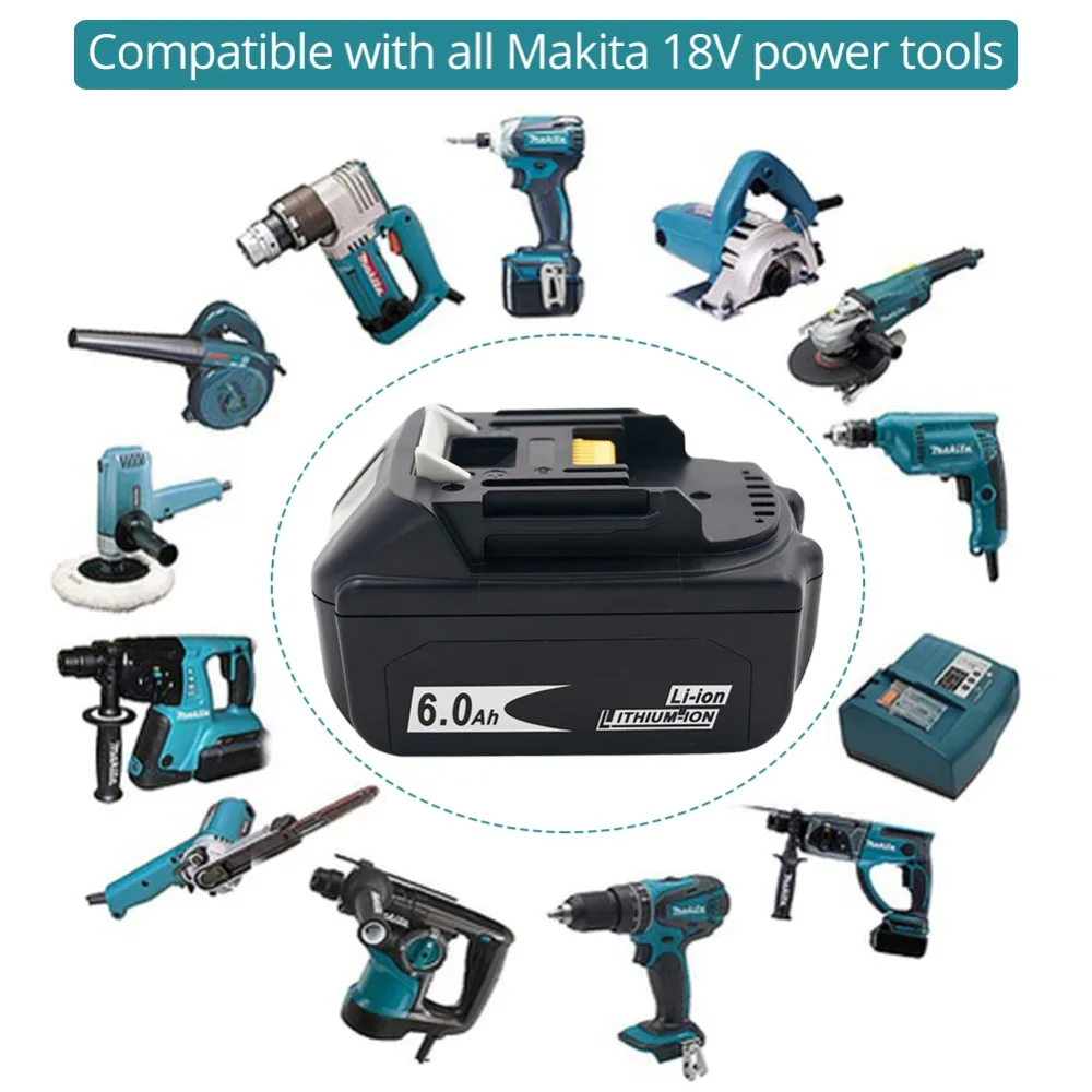 2 шт. 18 в 6000 мАч литий-ионная аккумуляторная батарея для Makita BL1830 LXT400 BL1850 BL1860 с последней обновленной печатной платой