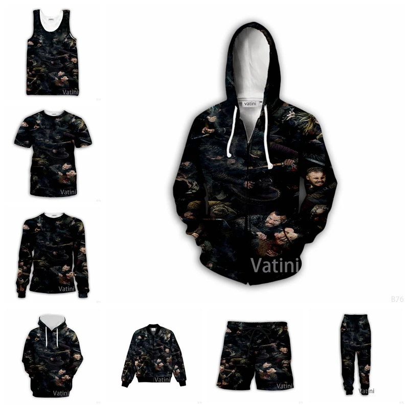 

Fashion Men Women Vikings 3D Full Print Hoodies Harajuku Zipper Pullover Sweatshirt Unisex Casual Tracksuit Y03