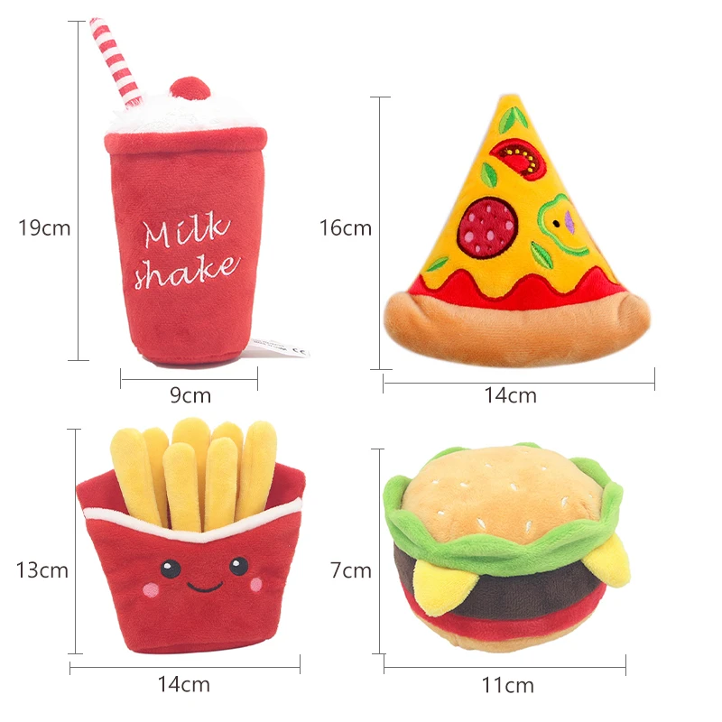 Мягкие мягкие игрушки для собак плюшевые гамбургеров в форме картофеля фри