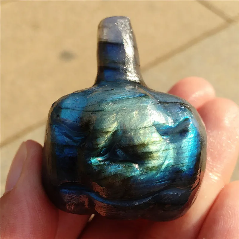 

Beautiful crystal carvings natural hand-carved labradorite stone Halloween pumpkin fashion jewelry gifts 1pcs