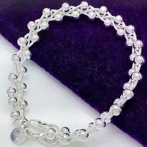 

925 sterling silver ladies bracelet fashion charm beaded party chain female elegant wristband bracelet Christmas Pearl bracelet