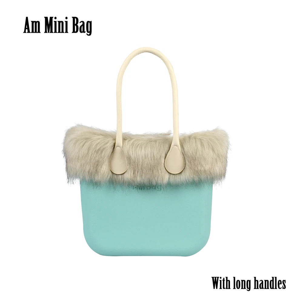 

2021 Fashion Women Obag O Style Winter Autumn Mini Ambag Handbag with Inner Lining Leather PU Handles and Faux Fur Furry Trims