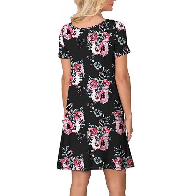 2019 сексуальное летнее платье новое с круглым вырезом и коротким рукавом