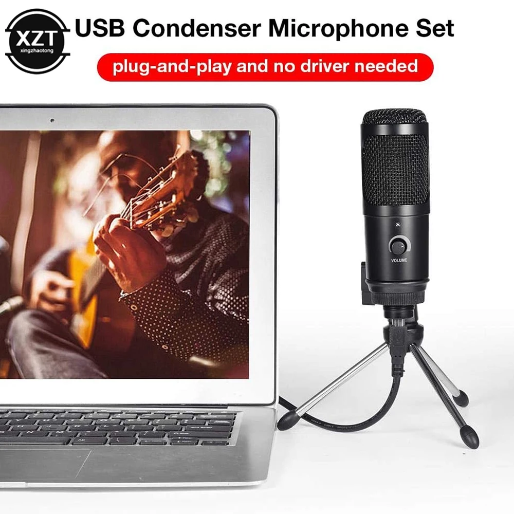 Конденсаторный USB-микрофон Кардиоидная студийная запись для ноутбуков и Windows -
