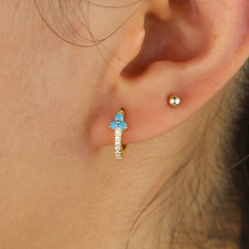 Женские серьги кольца из серебра 925 пробы с разноцветными фианитами|cz earrings