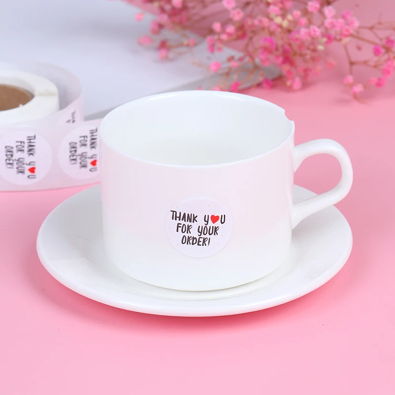 

500pcs Round Thank You For Your Order Sticker Heart Thanks For Shopping Small Shop Local Handmade Sticker White Labels Stickers