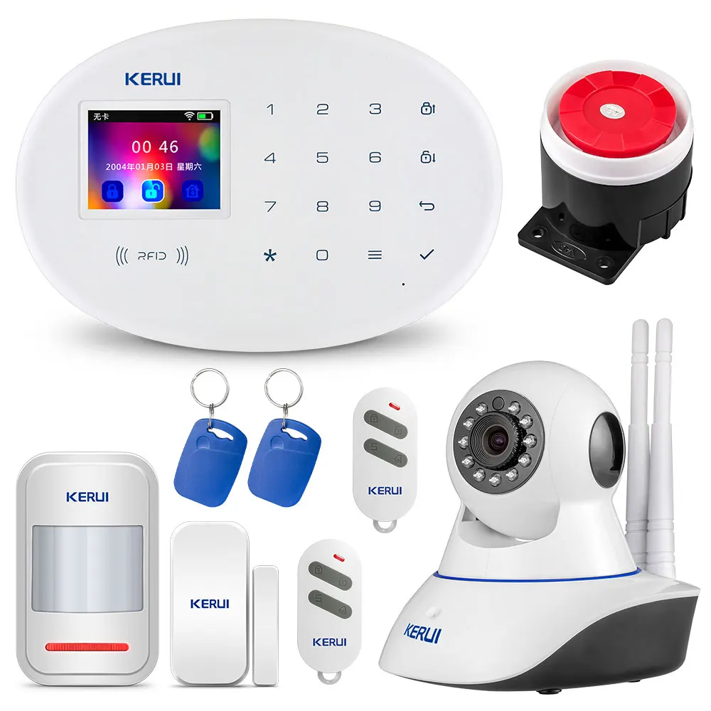 KERUI W20 беспроводная домашняя сигнализация ip-камера безопасности wifi+ GSM безопасность сенсорная аварийная система сигнализация инфракрасный детектор
