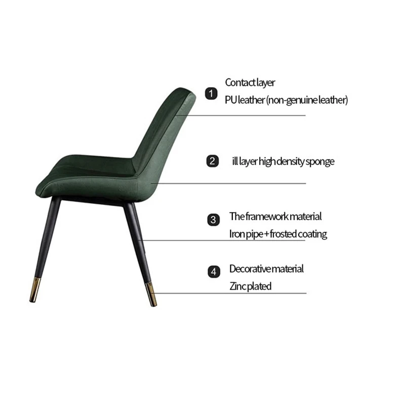 4 шт. Dmetal черный кожаный стул для кухни современный и зауженный чехол сиденья |