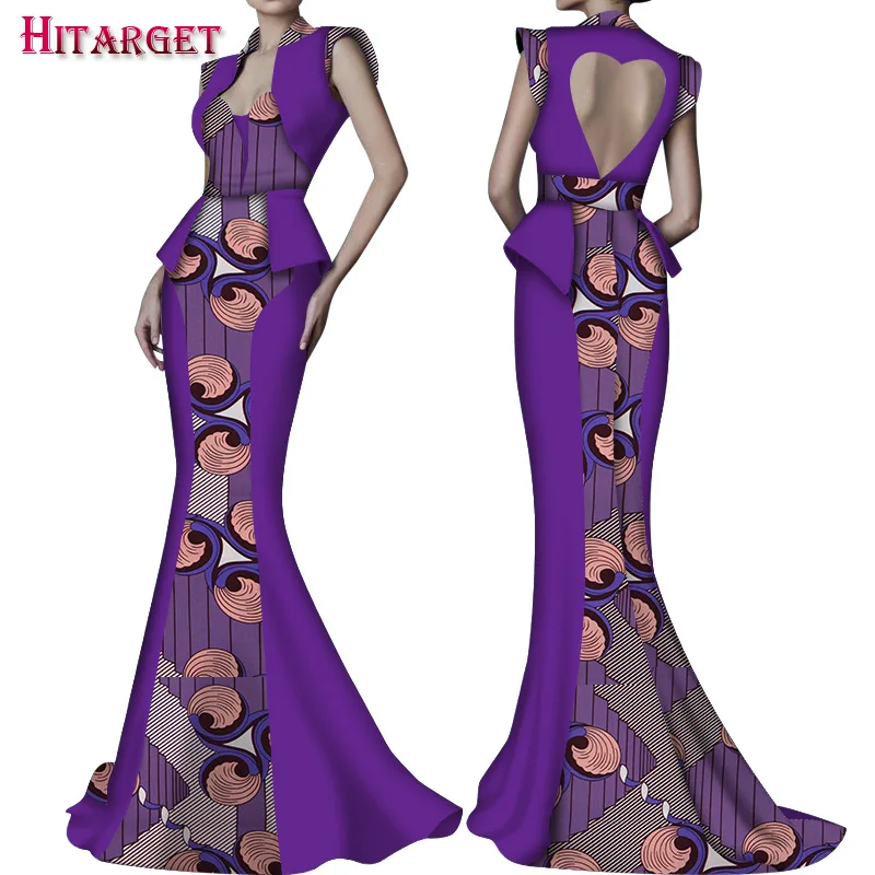 

2020 African Evening Dress Women African Clothing Sexy Sleeveless Bodycon Formal Mermaid Dresses Lady Elegant Party Gowns WY6023