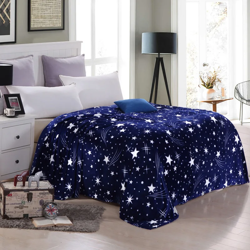 

Blue Star Warm and Comfortable Fannel Fleece Blanket Sofa Cover Twin Full Queen King Size for Children and Adult 14 Colors