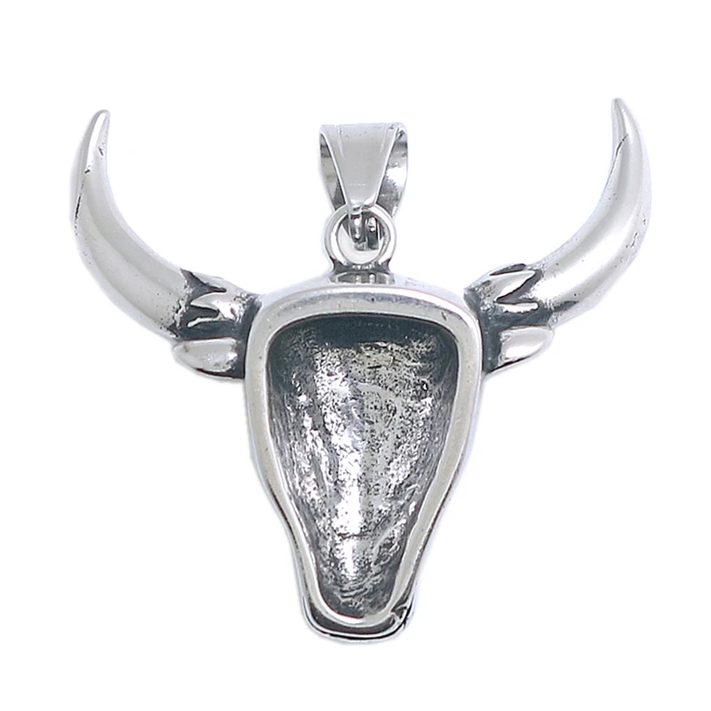 Классический винтажный кулон в виде головы вола из нержавеющей стали 316L |