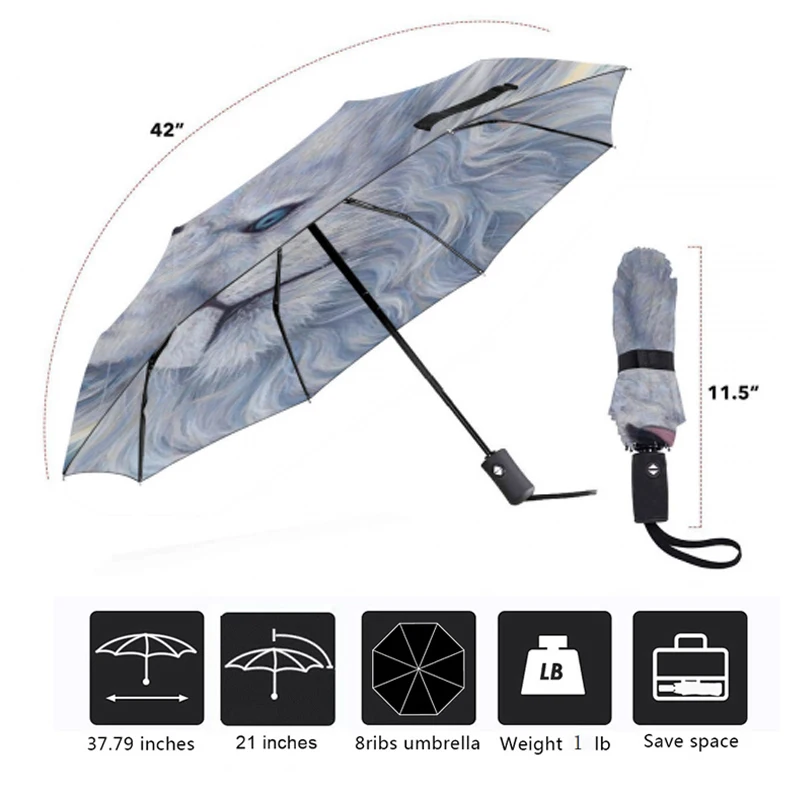 Креативный автоматический зонт с изображением Льва солнечный и дождливый