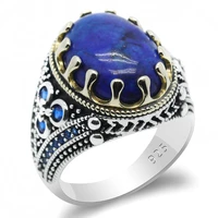 new best selling 925 sterling silver ring turkish jewelry lapis lazuli ring mens ring fine jewelry