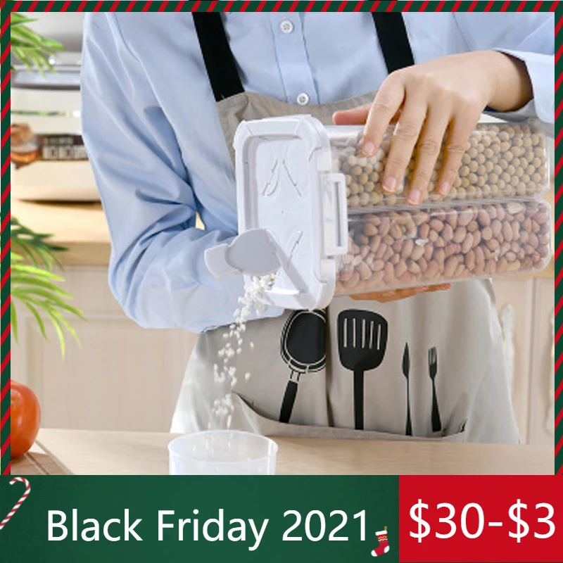 

Kitchen Storage Tank Sealed Tank Storage Lids Compartment Transparent Box Plastic Food Storage Box Transparent Organizers Jar