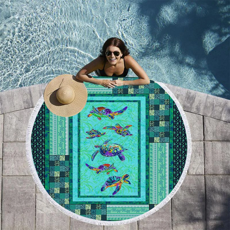 

Круглое пляжное 3d-полотенце с цифровой печатью, 150 см