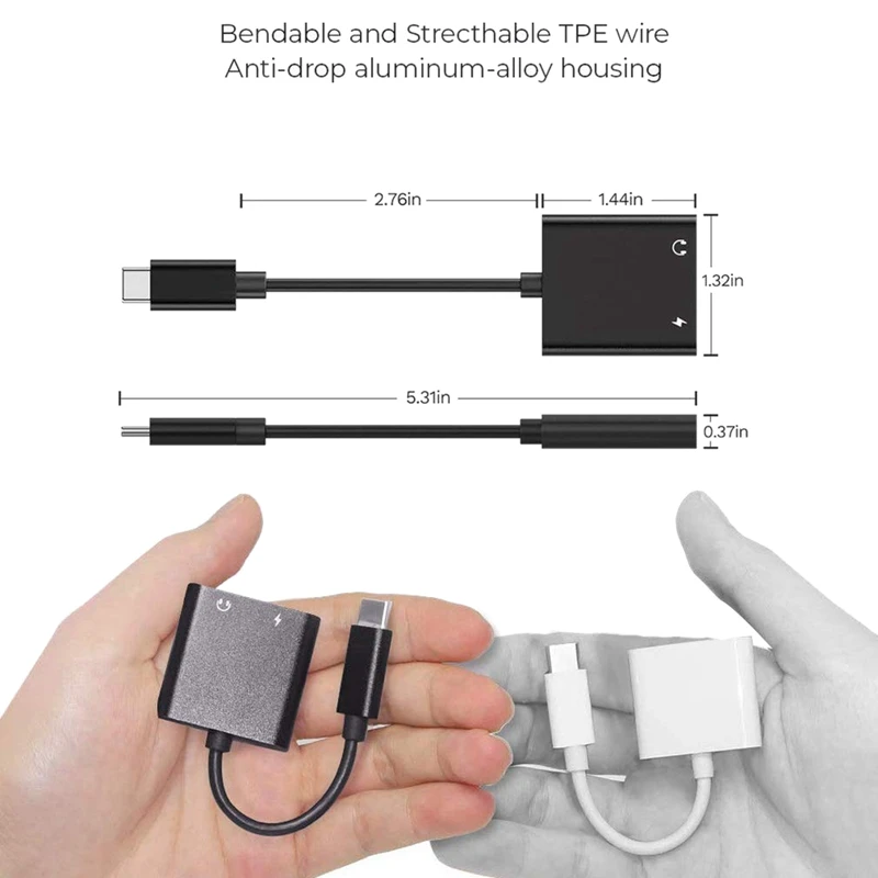 2In1 кабель Переходник USB C на 3 5 мм наушники адаптер переменного тока быстрая