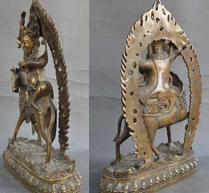 free shipping old tibetan buddhism bronze fane evil Exorcism Mahakala buddha ride horse statue | Дом и сад