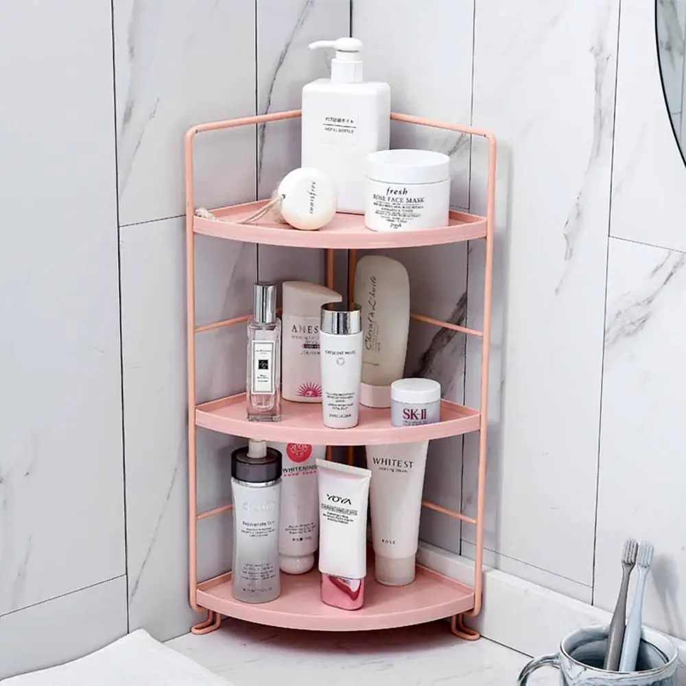 

NEWKBO Multi Layers Adjustable Bathroom Sundries Corner Shelves Iron Desktop Cosmetics Organizer Rack Durable Sundry