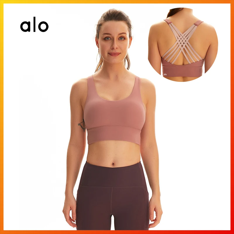 

Alo Yoga Women's Sports Underwear Fitness Sports Bra Gym Exercise Tube Top Yoga Running Vest Fixed Shockproof Breathable New