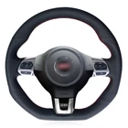 Черная искусственная кожа для самостоятельной сборки чехол рулевого колеса автомобиля для Volkswagen Golf 6 GTI MK6 VW Polo GTI Scirocco R Passat CC R-Line 2010