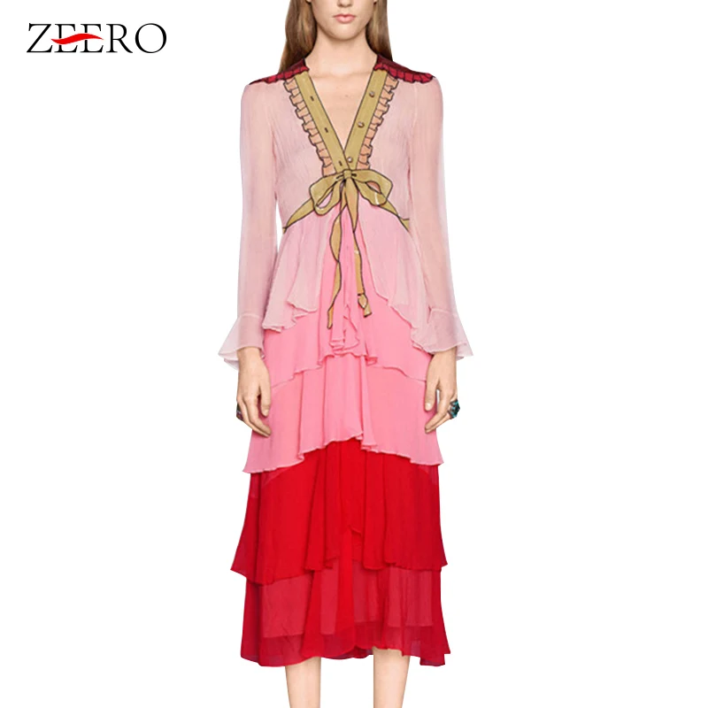 Женское длинное платье с глубоким v образным вырезом винтажное шифоновое