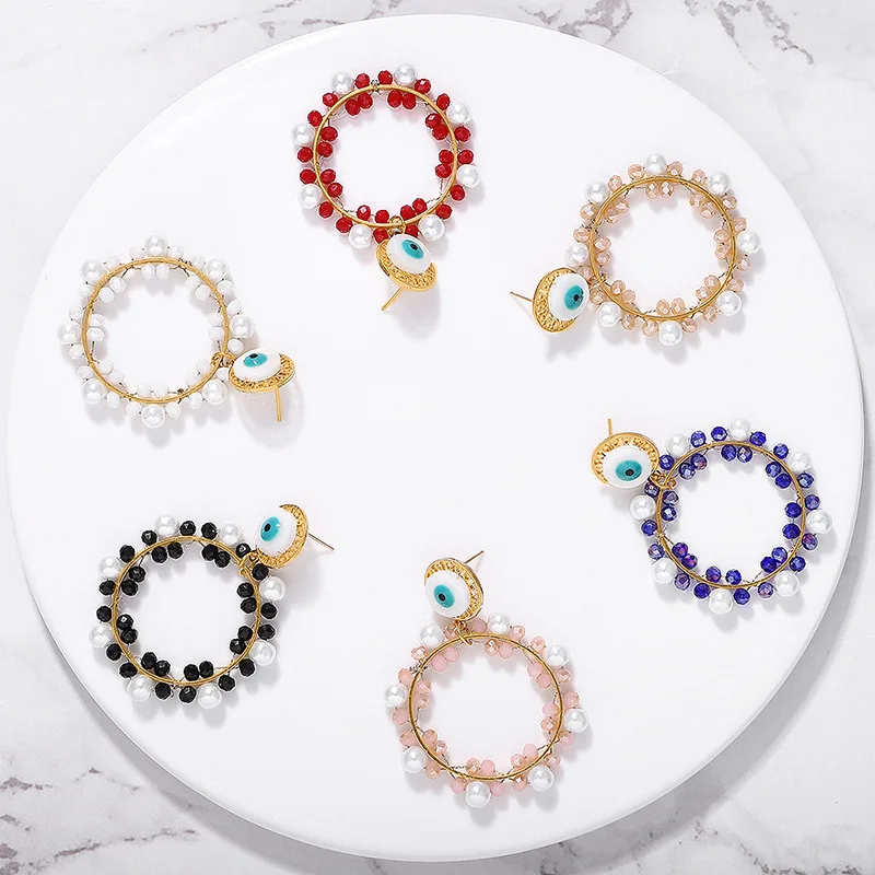 Новый асимметричный винтажный геометрический жемчужные бусины Круглые Серьги