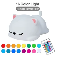 usb touch sensor night light cat silicone rechargeable night lights bedroom bedside lamp with remote cute led lamp for kids leds