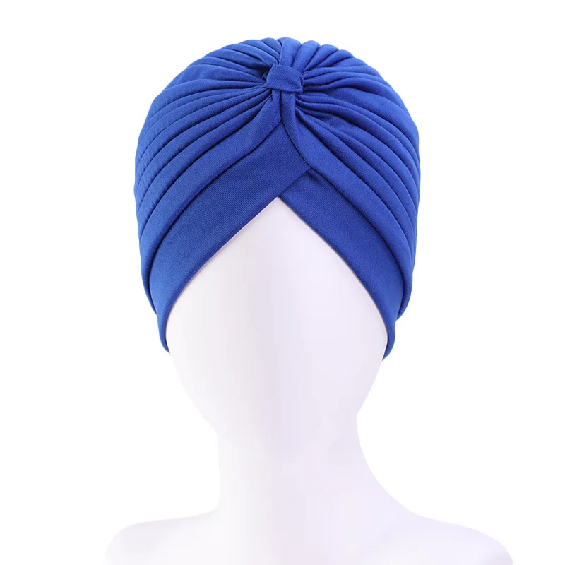 

Зимняя женская Этническая Шапка-тюрбан, хлопковая шапка с арбузным раньем, новая синяя однотонная мягкая шапка-тюрбан, цветная шапка