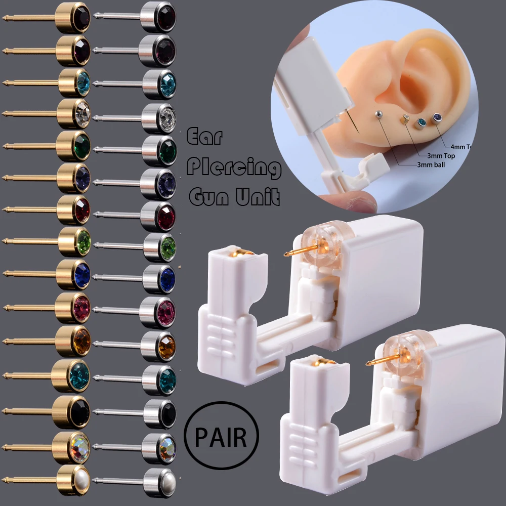 2 шт. одноразовый безопасный стерильный пирсинг серьги гвоздики без боли