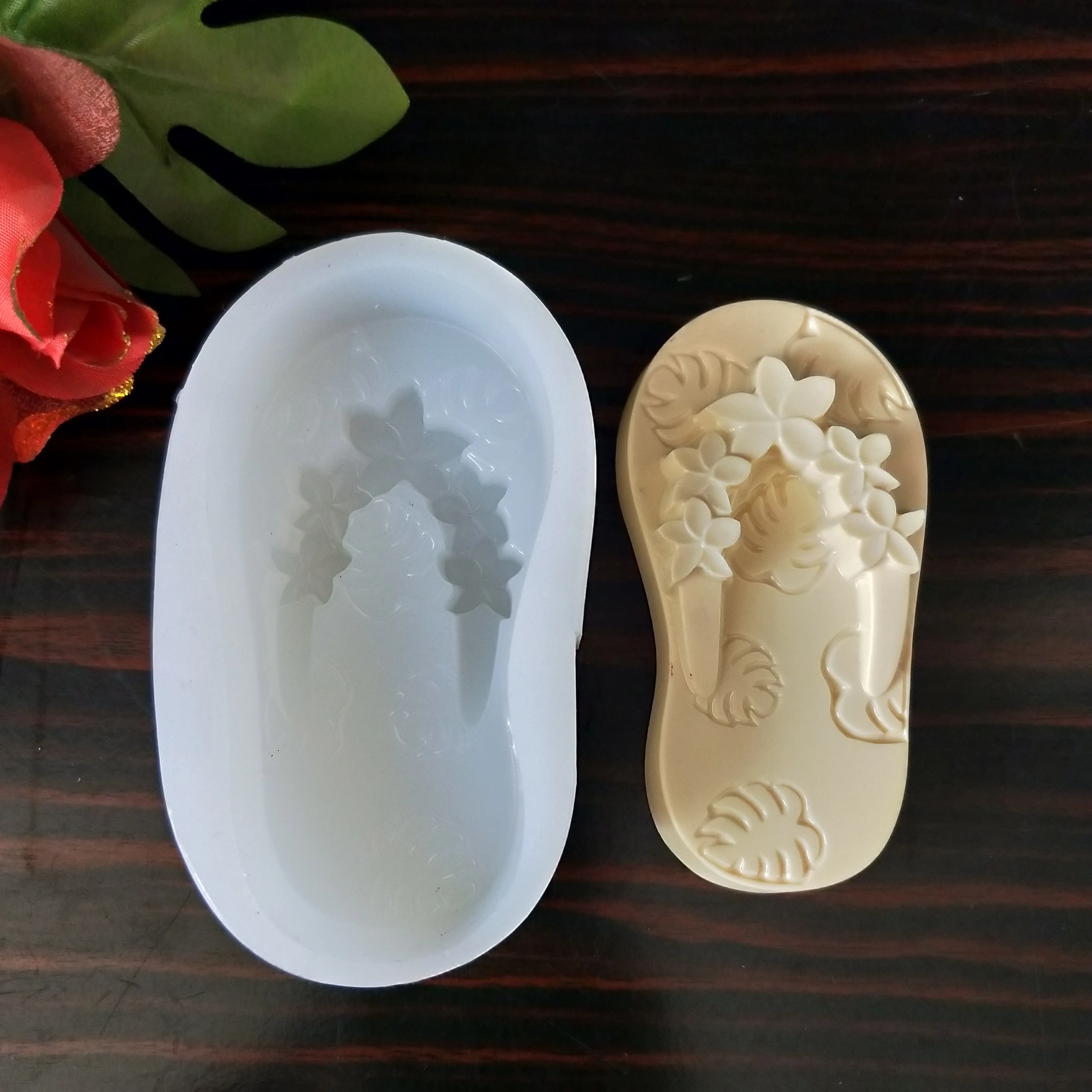 QT0219 PRZY силиконовая формочка в виде цветов Тапочки Monstera мыло для обуви Mold помадная