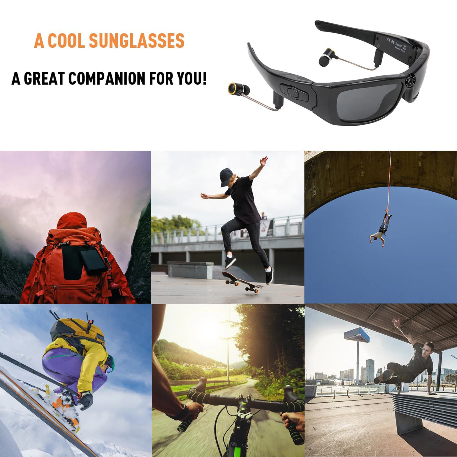 구매 새로운 스포츠 블루투스 선글라스, 1080P HD 카메라 무선 운전 안경