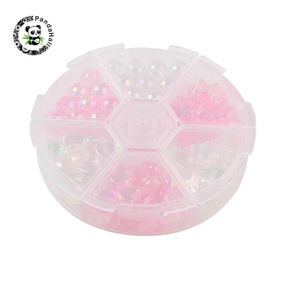 

1Box Environmental Transparent Acrylic Beads Mixed Color Star and Heart For DIY Jewelry Making