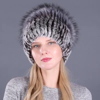 autumn and winter rabbit fur hat fur hat women trendy fashion faux fox fur warm knitted woolen hat female hat fur cap to warming