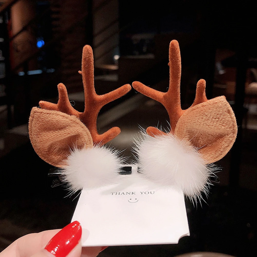 

Christmas New Cute Antler Hair Clips Festival Style Red Antler Headband Moose Mushroom Forest Nut Hair Accessories Hairpins