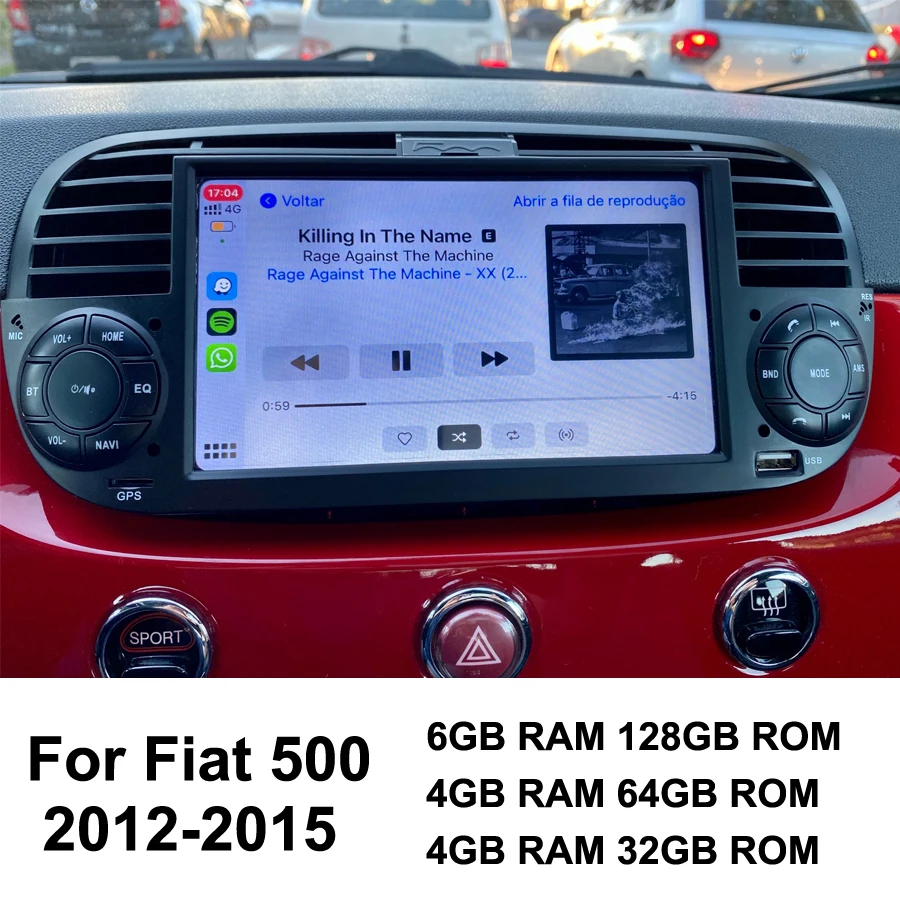 Автомобильный мультимедийный видеопроигрыватель на Android 10 с GPS для FIAT 500 2013