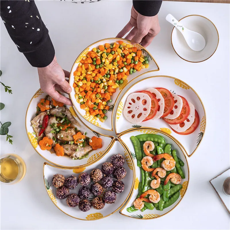 

Assorted Tableware Set Combination Ceramic Creative Shaped Snack Fruit Plate Household Dishes Plate Nordic New Year Dishes Plate