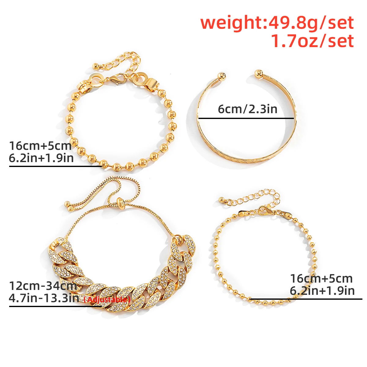 

High Quality Cuban Luxury Iced Out Rhinestone Chain Bracelets Bangles Women New Fashion Punk Adjustable Bracelet On Hand Jewelry