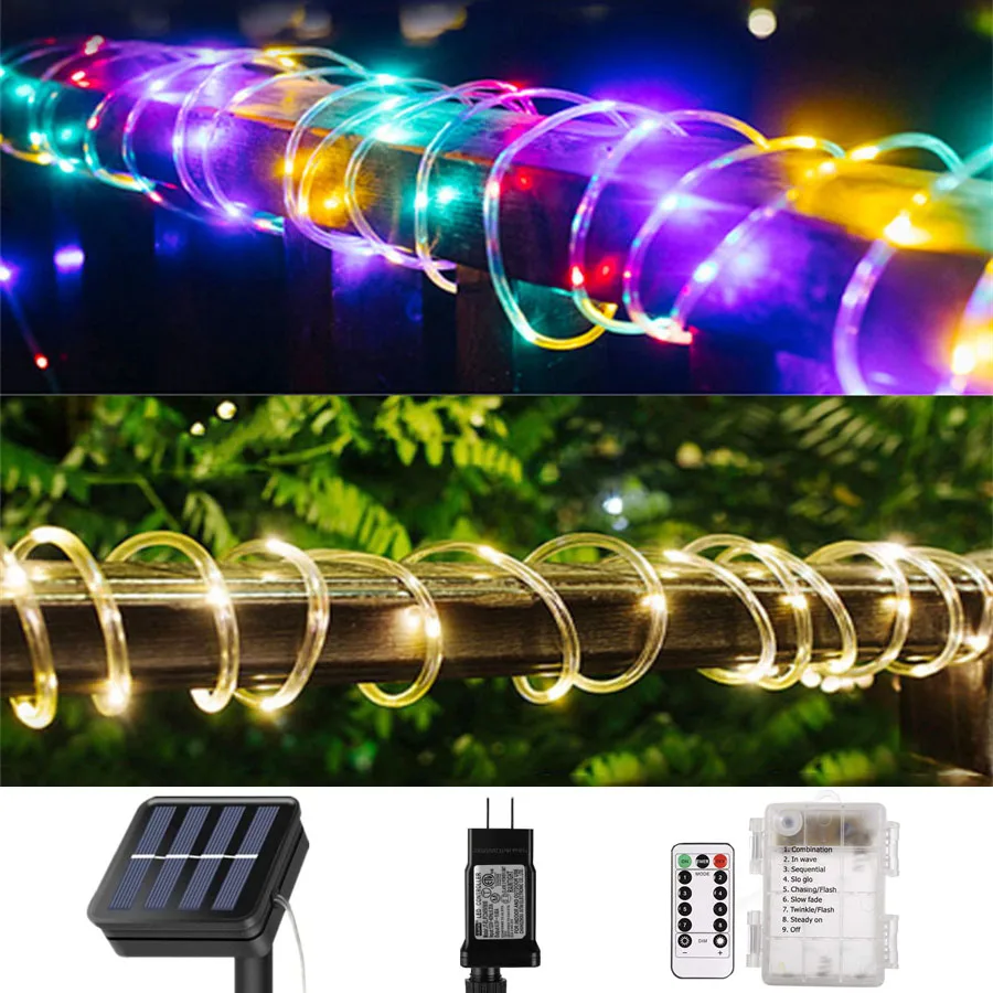 

30M 300 LED Solar Rope String Light Outdoor Waterproof Garden Christmas Rope String Light Wedding Party Tree Xmas Decor
